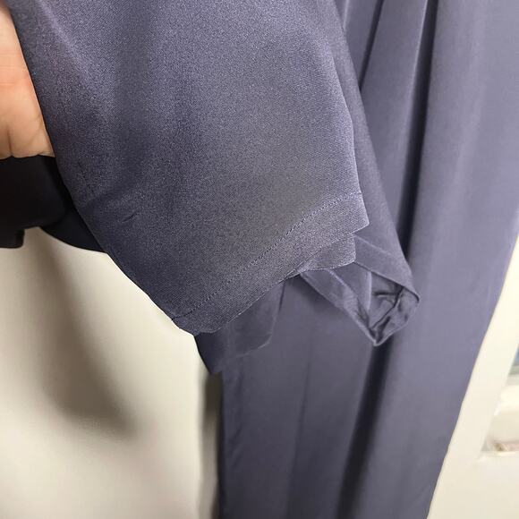 Eileen Fisher Women's Pants XL Navy Silk Wide Leg Crop Minimalist 24" Inseam - Picture 4 of 8